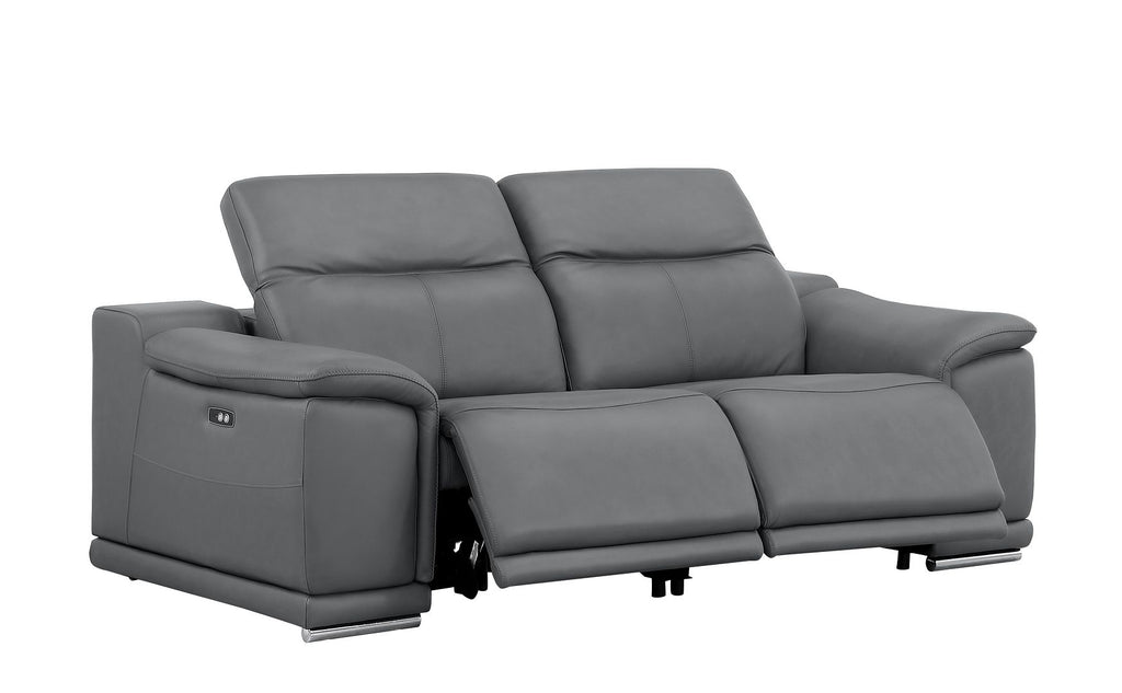2679 Power Reclining Sofa, Loveseat & Chair Set in Genuine Leather - 6 Recliners - Dark Grey - SKU 2679-DK-GRAY-6.6-HT-3PC - view 4