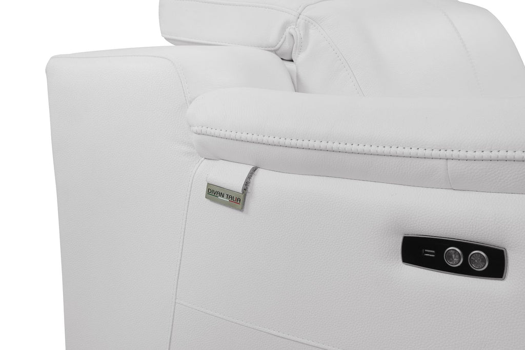 9762 Divanitalia Top Grain Italian Leather Power Reclining Loveseat with Adjustable Headrests