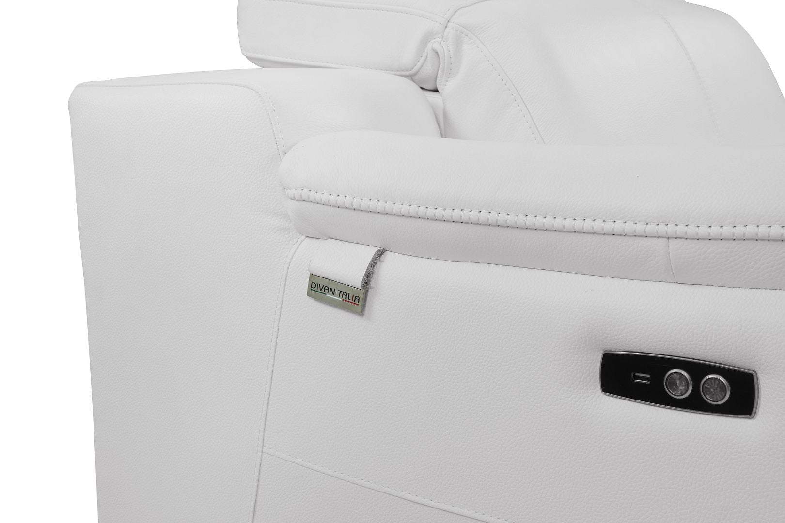 9762 Divanitalia Top Grain Italian Leather Power Reclining Loveseat with Adjustable Headrests