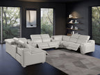 1116 Divanitalia 10-Piece U-Shaped Sectional Sofa in Top Grain Italian Leather with 4 Power Recliners & Power Headrests - Light Grey - SKU 1116-LT_GREY-10PC-4PWR-U-SECTIONAL-GROUP - view 2