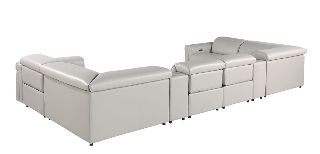 1126 Divanitalia 8-Piece U-Shaped Sectional Sofa in Top Grain Italian Leather with 4 Power Recliners & Power Headrests
