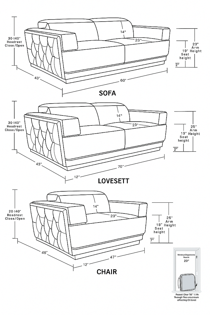 1111 Divanitalia 3-Piece Sofa Set with Adjustable Headrest in Top-grain Italian Leather - White - SKU 1111-WHITE-3PC - view 17