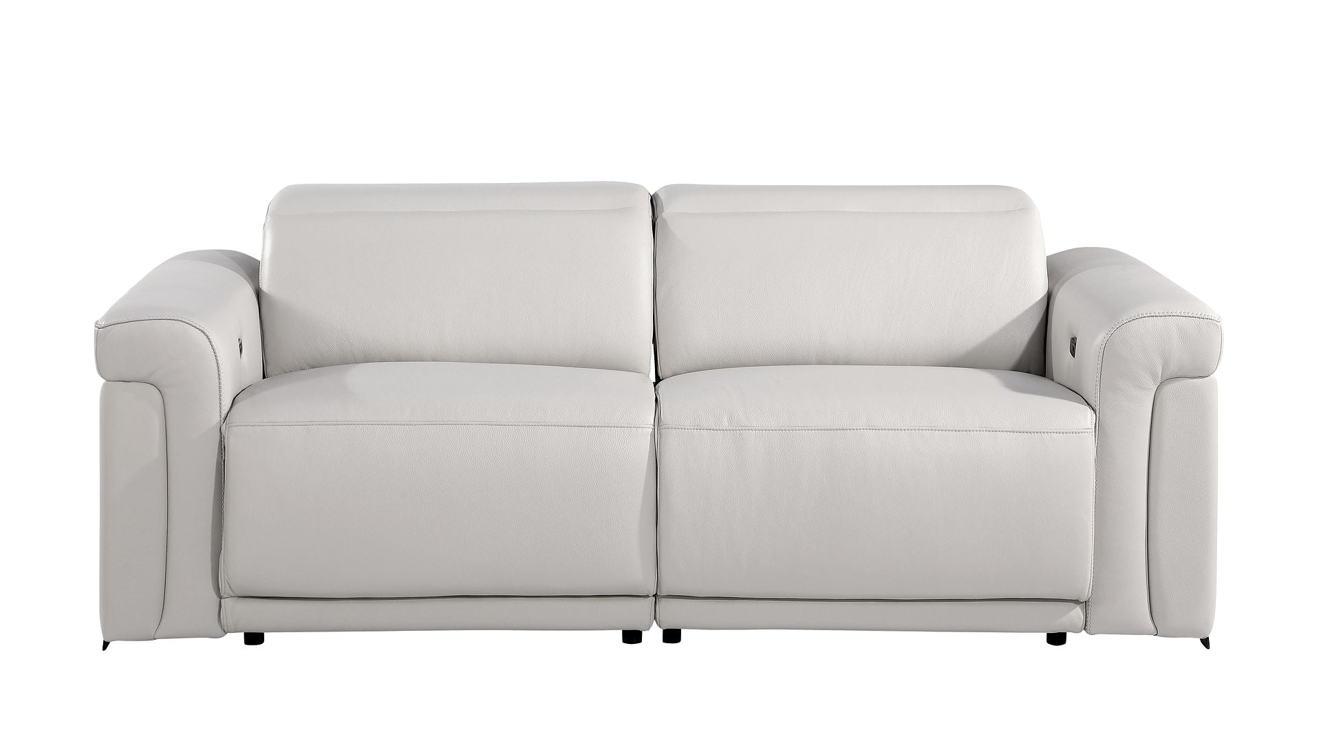 1126 Divanitalia Power Reclining Sofa in Top Grain Italian Leather with 2 Power Recliners & Power Headrests - Light Grey