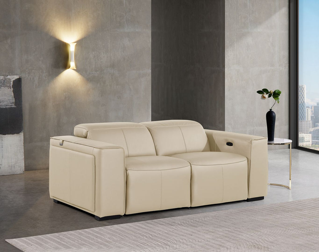 1224 Divanitalia 2-Piece Modular Power Reclining Loveseat in Top Grain Italian Leather with 2 Power Recliners & Power Headrests - Beige
