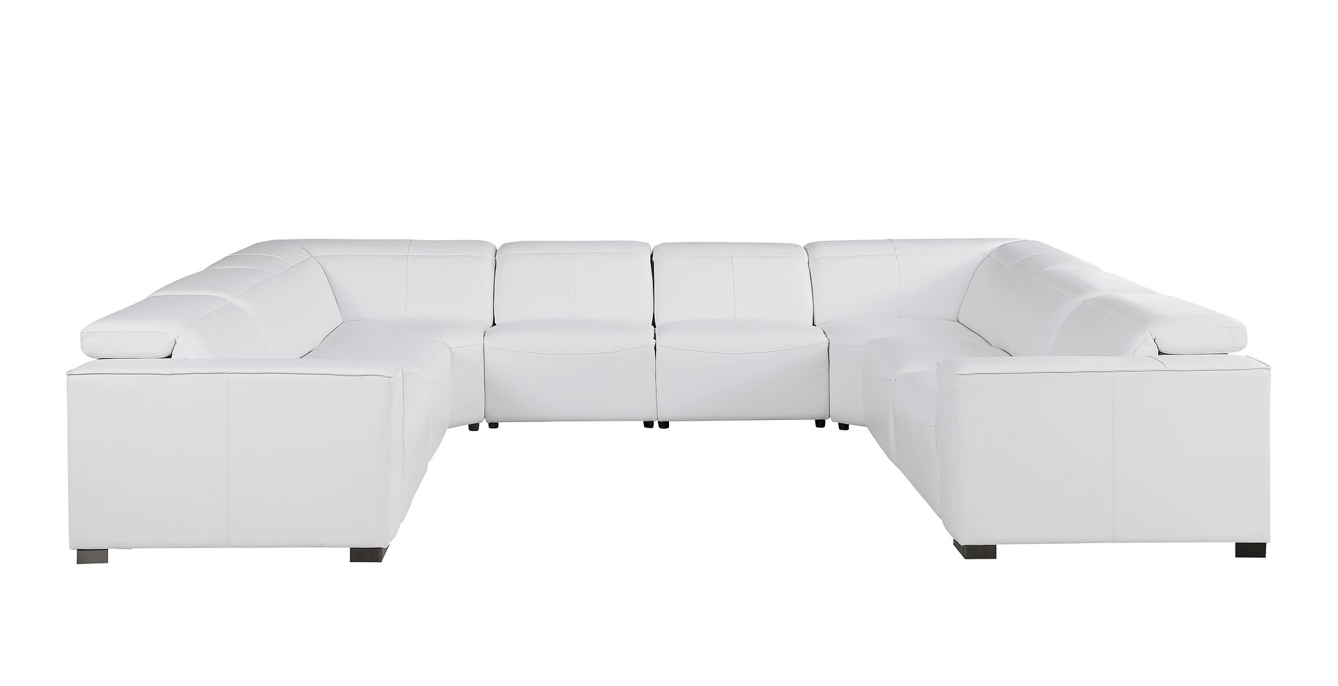1208 8 Piece U-Shaped Leather Sectional Sofa with 4 Power Recliners & Power Headrests