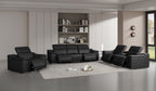 2679 Power Reclining Sofa, Console Loveseat & Chair Set in Genuine Leather - 6 Recliners - Black - SKU 2679-BLACK-7.6-HT-3PC - view 2