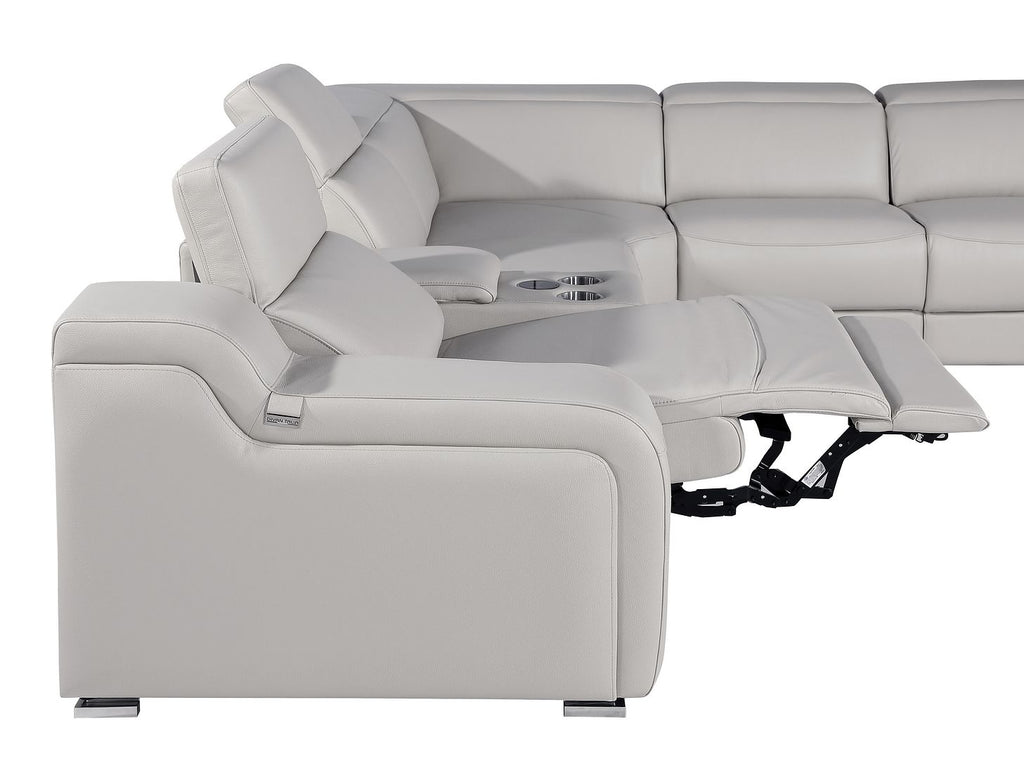 1116 Divanitalia 8-Piece L-Shaped Sectional Sofa in Top Grain Italian Leather with 3 Power Recliners & Power Headrests