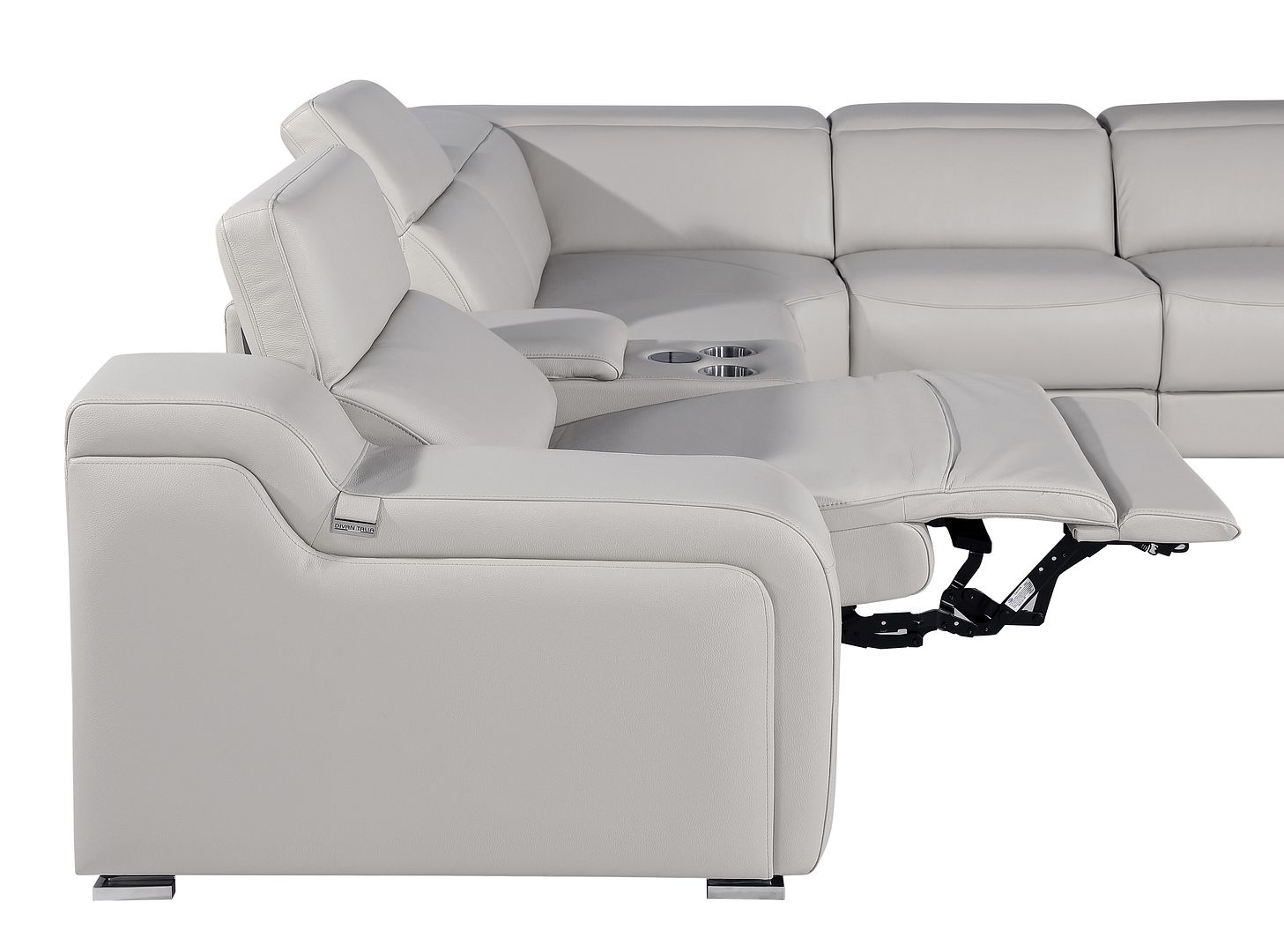 1116 Divanitalia 8-Piece L-Shaped Sectional Sofa in Top Grain Italian Leather with 3 Power Recliners & Power Headrests
