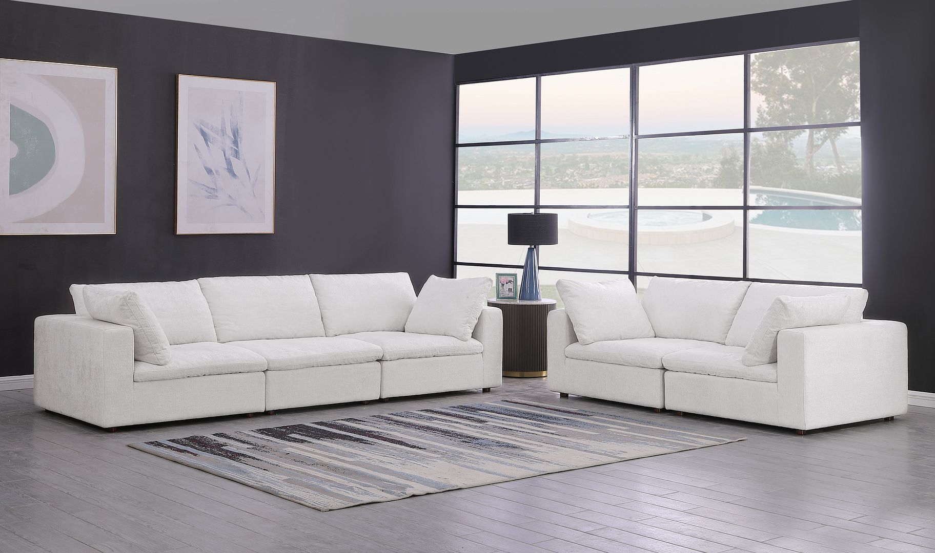 1100 Divanitalia 2-Piece Sofa Set - Top-grain Italian Leather - Pearl