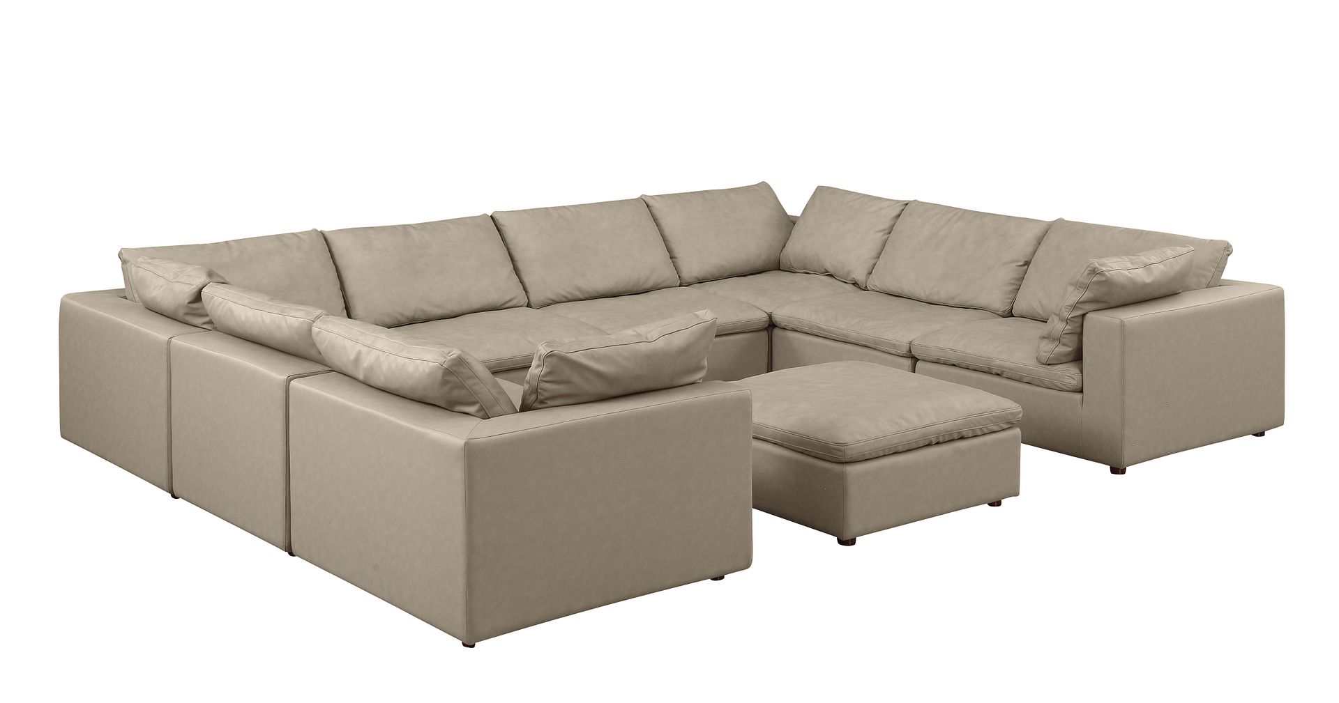 1100 Divanitalia 9-Piece U-Shaped Sectional Sofa in Top-grain Italian Leather