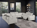 1116 Divanitalia 8-Piece U-Shaped Sectional Sofa in Top Grain Italian Leather with 4 Power Recliners & Power Headrests - Light Grey - SKU 1116-LT_GREY-8PC-4PWR-U-NC-SECT-GROUP - view 2