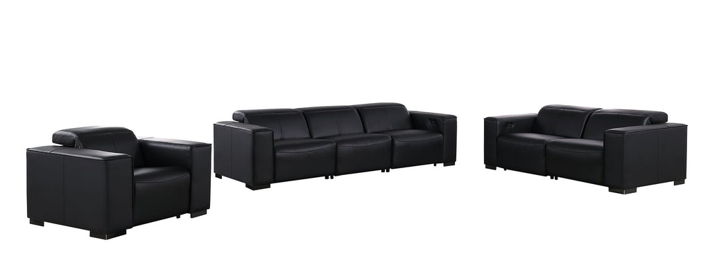 1208 Leather Reclining Set - Sofa, Loveseat & Chair with 6 Power Recliners - Black - SKU 1208-BLACK-6.6-HT-3PC - view 3