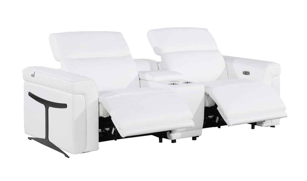 1126 Divanitalia 6-Piece Modular Power Reclining Sofa and Console Loveseat Set in Top Grain Italian Leather with 5 Power Recliners & Power Headrests - White - SKU 1126-WHITE-6.5-HT - view 10