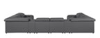 1116 Divanitalia 8-Piece U-Shaped Sectional Sofa in Top Grain Italian Leather with 2 Power Recliners & Power Headrests - Dark Grey - SKU 1116-DK_GREY-8PC-2PWR-U-SECTIONAL-GROUP - view 6