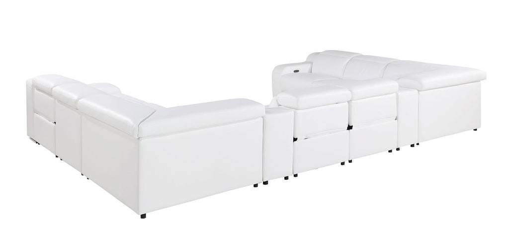 1116 Divanitalia 10-Piece U-Shaped Sectional Sofa in Top Grain Italian Leather with 4 Power Recliners & Power Headrests - White - SKU 1116-WHITE-10PC-4PWR-U-SECTIONAL-GROUP - view 6