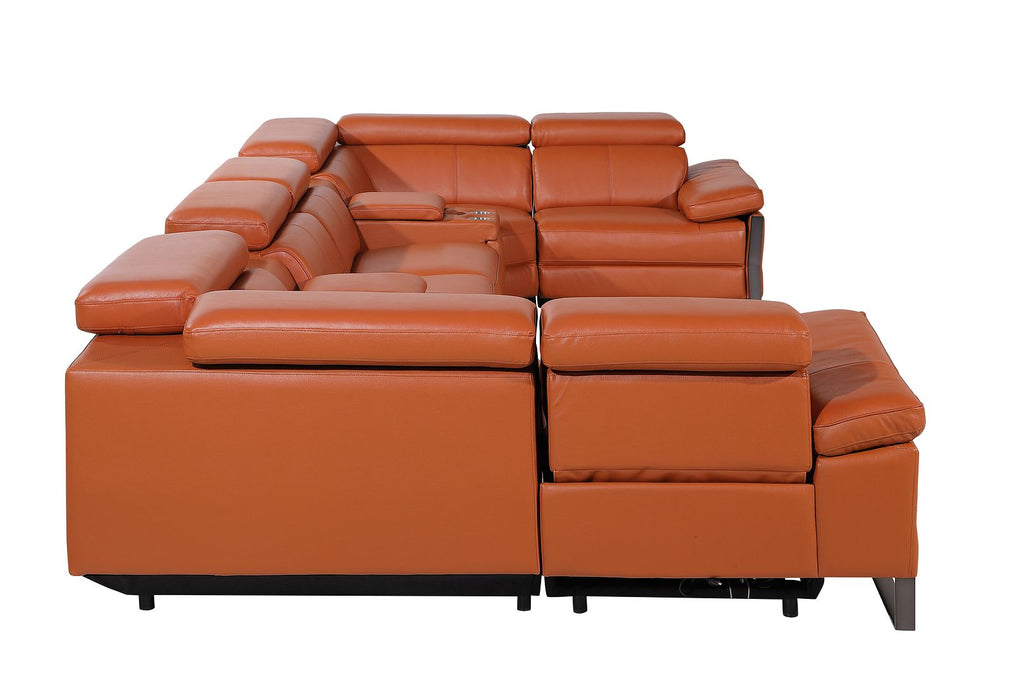 1246 Divanitalia 8-Piece U-Shaped Modular Power Reclining Sectional Sofa with 2 Power Recliners and Power Headrests - Top Grain Italian Leather
