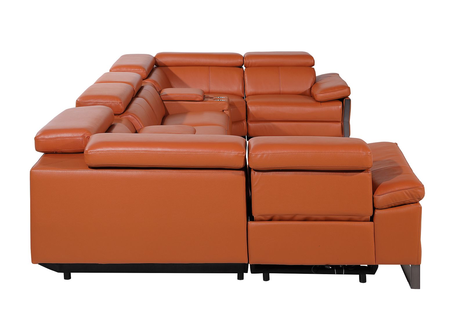1246 Divanitalia 8-Piece U-Shaped Modular Power Reclining Sectional Sofa with 2 Power Recliners and Power Headrests - Top Grain Italian Leather
