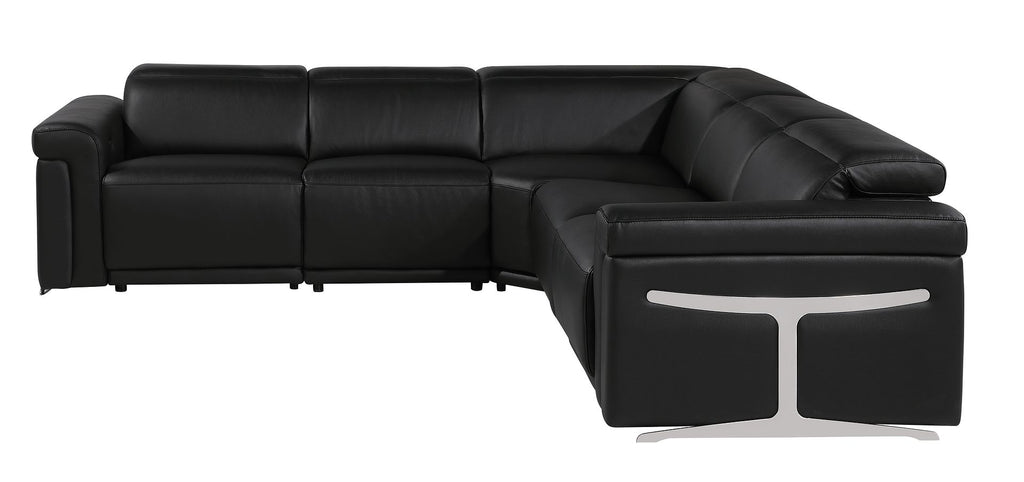 1126 Divanitalia 5-Piece L-Shaped Sectional Sofa in Top Grain Italian Leather with 3 Power Recliners & Power Headrests - Black - SKU 1126-BLACK-SEC-5PC-3PWR-SECTIONAL- GROUP - view 5