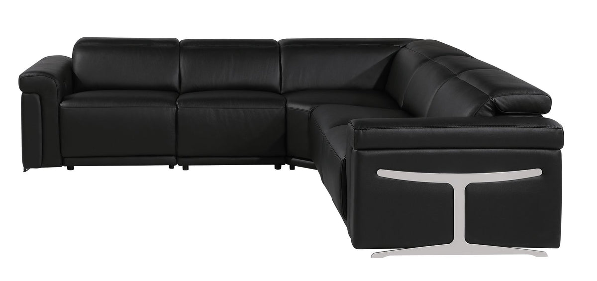 1126 Divanitalia 5-Piece L-Shaped Sectional Sofa in Top Grain Italian Leather with 3 Power Recliners & Power Headrests - Black - SKU 1126-BLACK-SEC-5PC-3PWR-SECTIONAL- GROUP - view 5