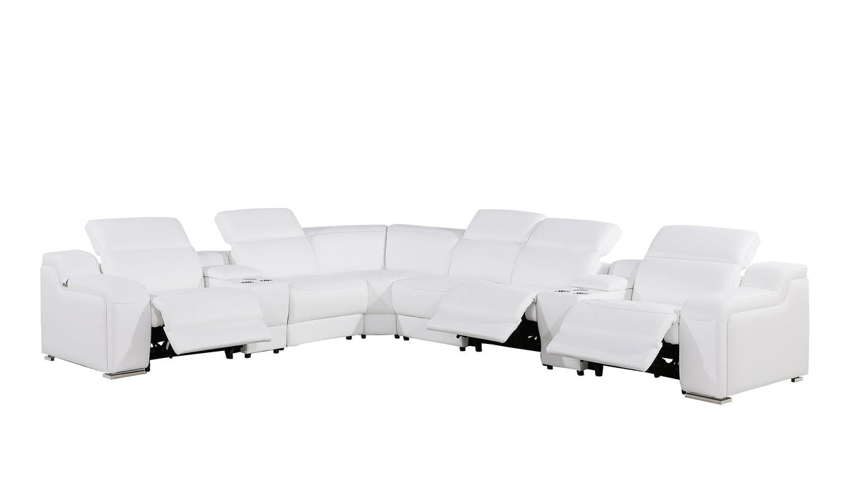 1116 Divanitalia 8-Piece L-Shaped Sectional Sofa in Top Grain Italian Leather with 3 Power Recliners & Power Headrests - White - SKU 1116-WHITE-8PC-3PWR-SECTIONAL- GROUP - view 3