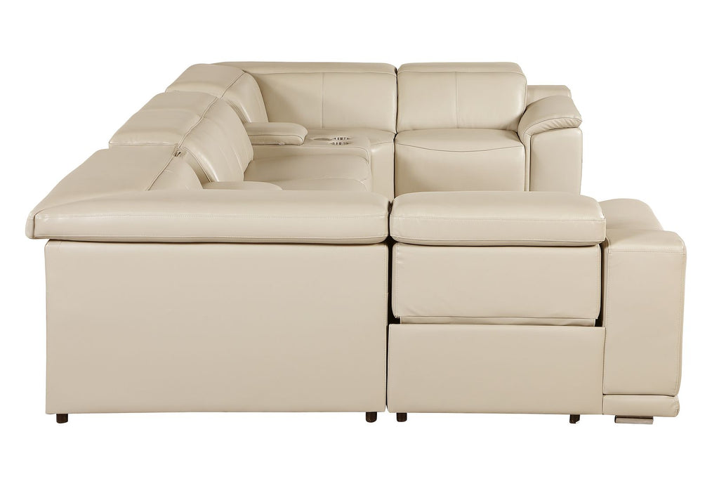 9762 Divanitalia 8-Piece U-Shaped Top Grain Italian Leather Sectional Sofa with 4 Power Recliners