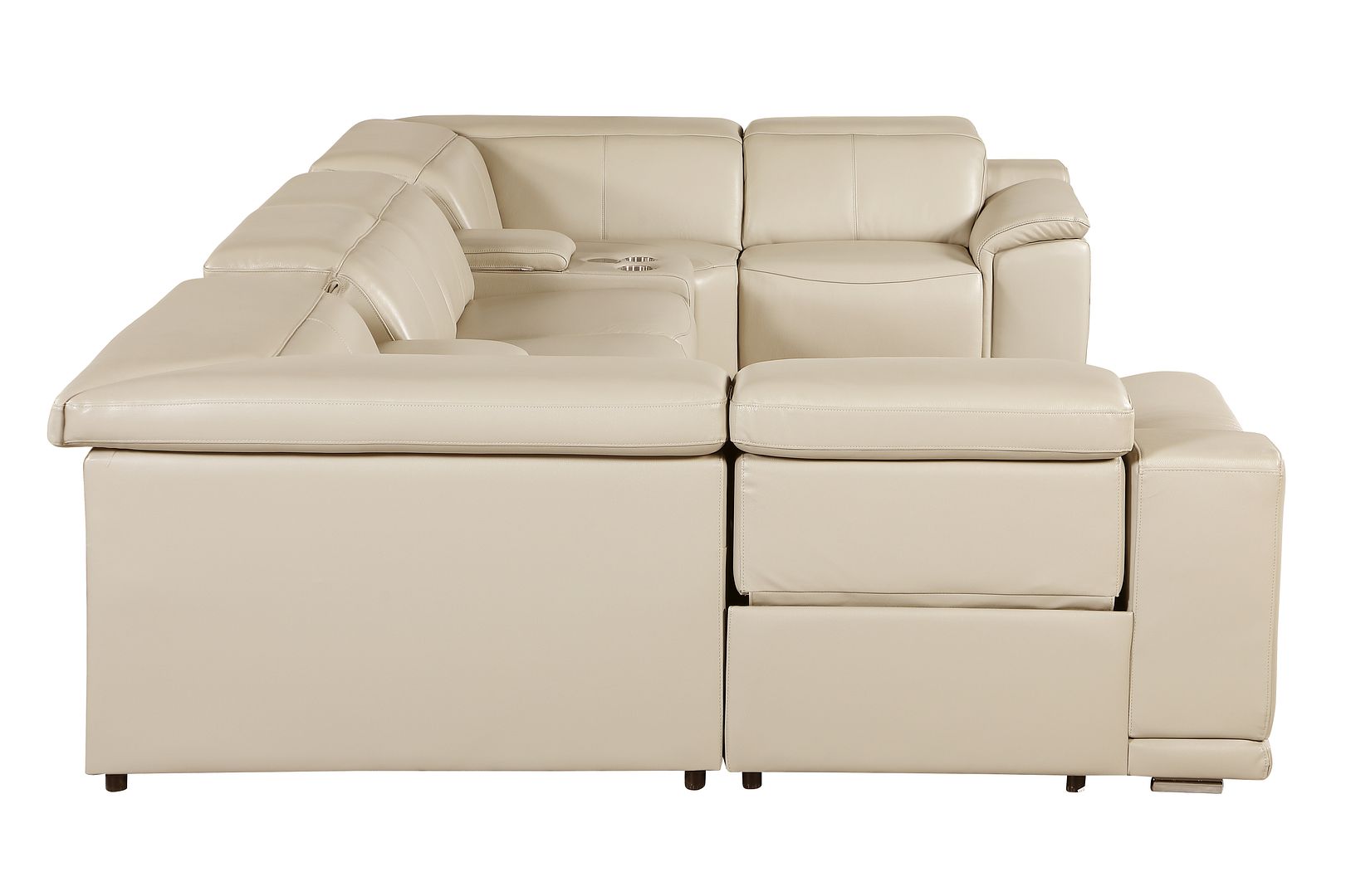 9762 Divanitalia 8-Piece U-Shaped Top Grain Italian Leather Sectional Sofa with 4 Power Recliners