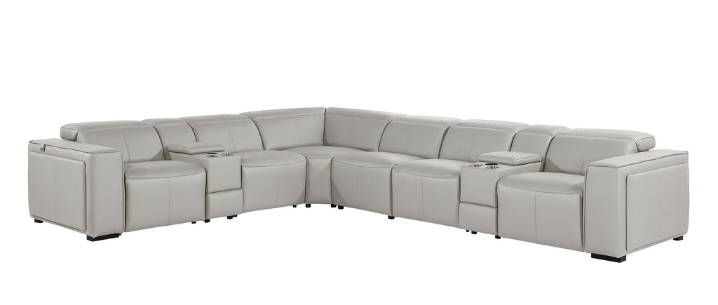1224 Divanitalia 8-Piece L-Shaped Sectional Sofa in Top Grain Italian Leather with 4 Power Recliners & Power Headrests