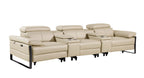 1246 Divanitalia Modular Power Reclining Dual Console Sofa and Console Loveseat Set with Power Headrests - Top Grain Italian Leather - Beige - SKU 1246-BEIGE-8.5-HT-2PC - view 6