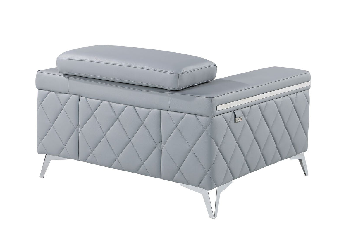 1140 Divanitalia 3-Piece Sofa Set with Adjustable Headrest in Top-grain Italian Leather - Light Blue - SKU 1140-LT-BLUE-3PC - view 11