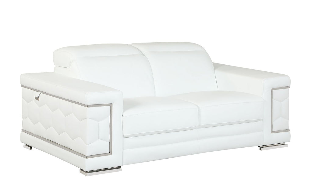 692 Divanitalia 3-Piece Sofa Set with Adjustable Headrest in Top-grain Italian Leather - White - SKU 692- WHITE 3PC (S/L/CH) - GROUP - view 4