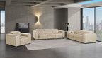 1224 Divanitalia 7-Piece Modular Power Reclining Sofa, Loveseat & Chair Set in Top Grain Italian Leather with 6 Power Recliners & Power Headrests - Beige - SKU 1224-BEIGE-7.6-HT-3PC