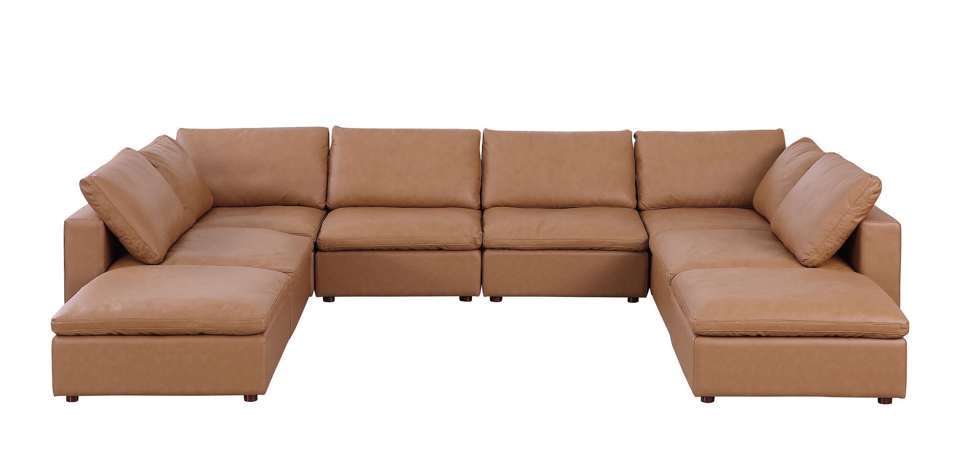 1100 Divanitalia Top-grain Italian Leather 8-Piece Sectional Sofa with Chaise