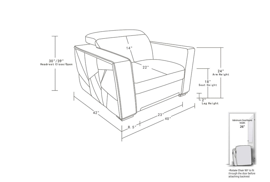 1120 Divanitalia Chair with Adjustable Headrest in Top-grain Italian Leather