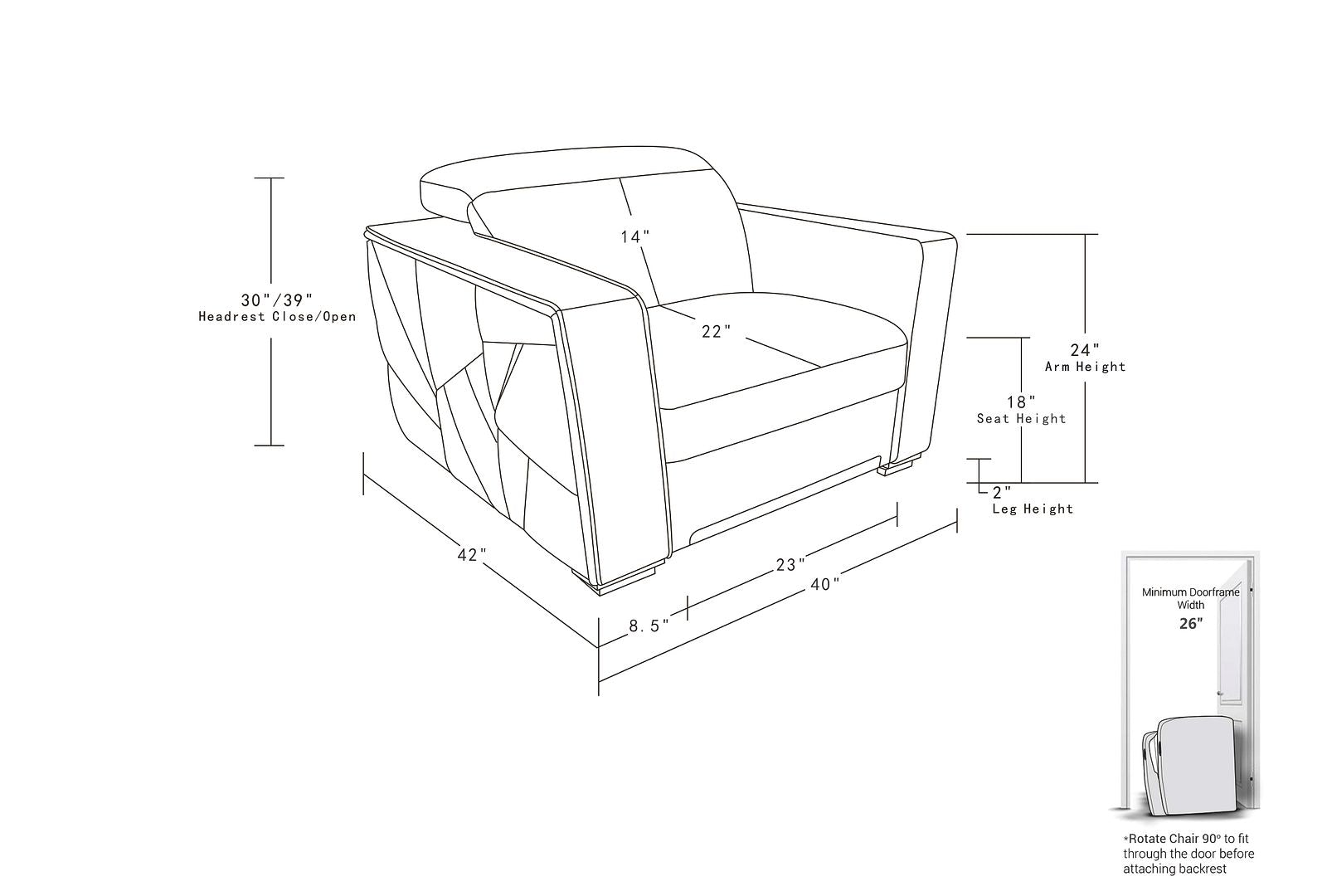 1120 Divanitalia Chair with Adjustable Headrest in Top-grain Italian Leather