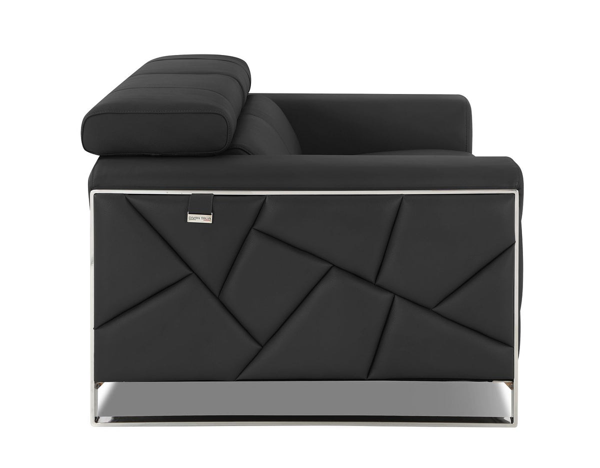 903 Divanitalia Loveseat with Adjustable Headrest in Top-grain Italian Leather - Dark Grey - SKU 903-L-DARK GRAY - view 5