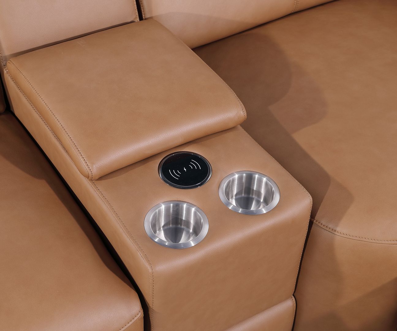 1224 Divanitalia 7-Piece Modular Power Reclining Sofa in Top Grain Italian Leather with 4 Power Recliners & Power Headrests