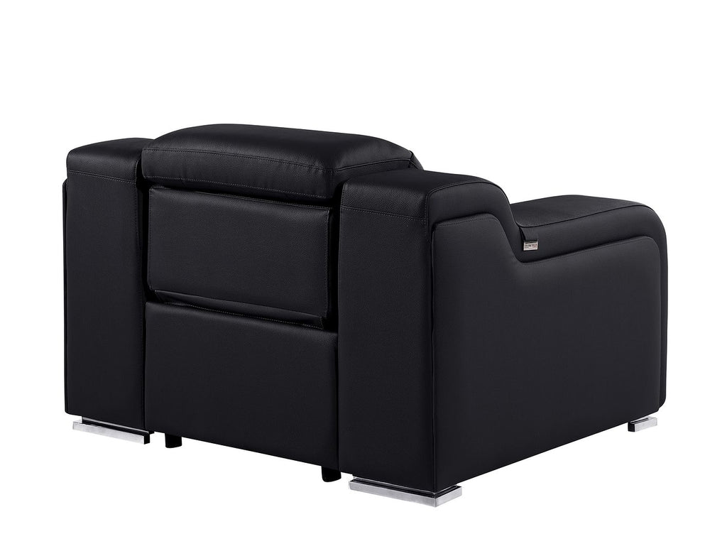 1116 Divanitalia Top Grain Italian Leather Power Reclining Chair with Power Headrests - Black - SKU 1116-BLACK-CH - view 6