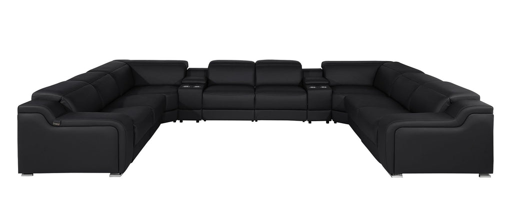 1116 Divanitalia 10-Piece U-Shaped Sectional Sofa in Top Grain Italian Leather with 4 Power Recliners & Power Headrests