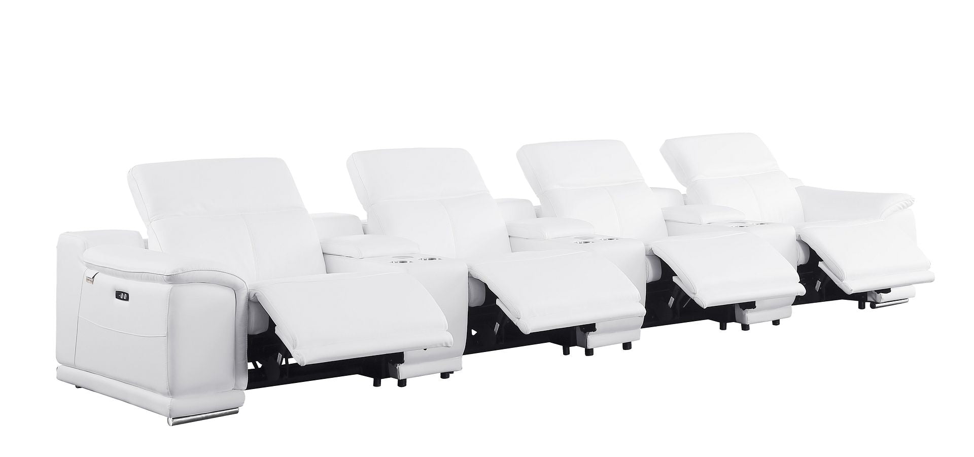 9762 Divanitalia 7-Piece Modular Top Grain Italian Leather Power Reclining Sofa with 4 Power Recliners