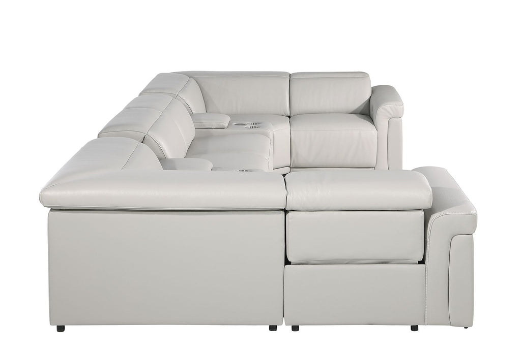 1126 Divanitalia 8-Piece U-Shaped Sectional Sofa in Top Grain Italian Leather with 2 Power Recliners & Power Headrests