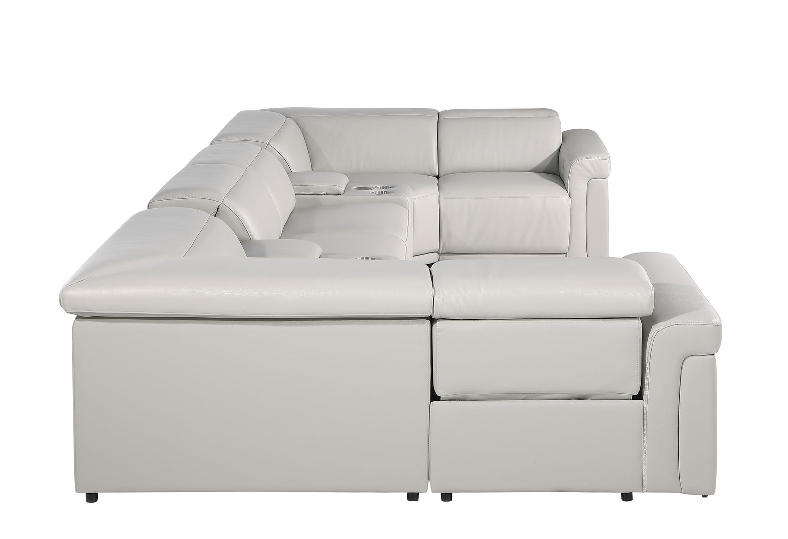 1126 Divanitalia 8-Piece U-Shaped Sectional Sofa in Top Grain Italian Leather with 2 Power Recliners & Power Headrests
