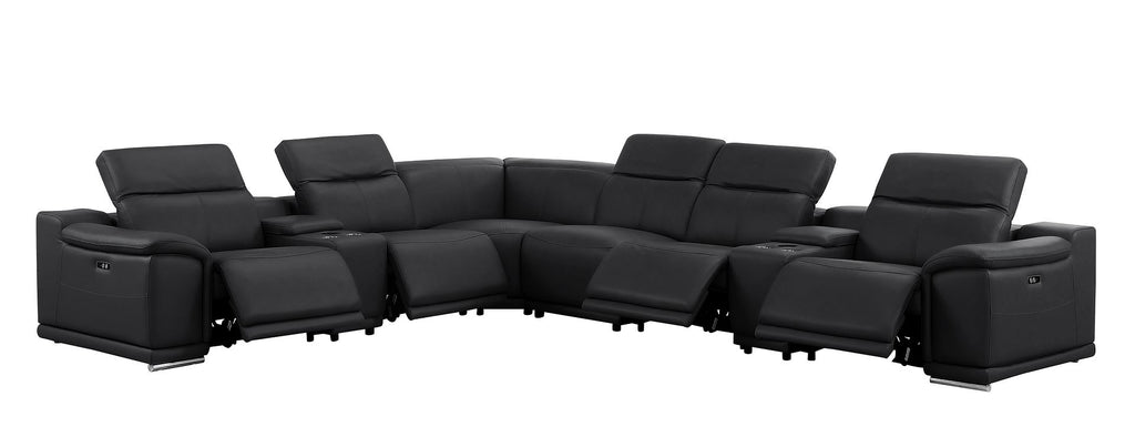 2679 8-Piece L-Shaped Power Reclining Sectional Sofa in Genuine Leather - 4 Recliners