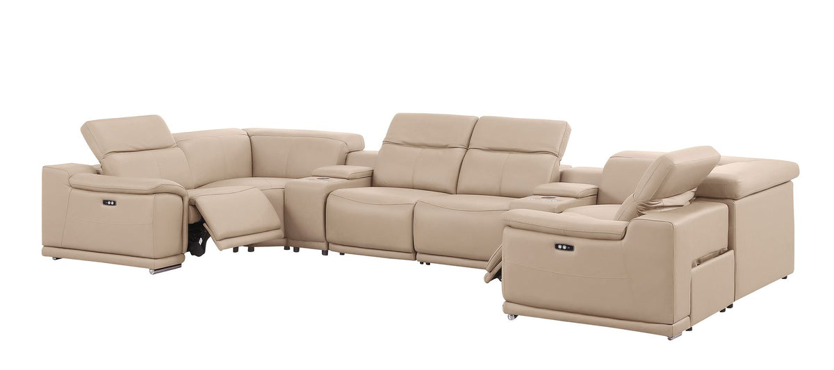 2679 8-Piece U-Shaped Power Reclining Sectional Sofa in Genuine Leather - 2 Recliners - Beige - SKU 2679-BEIGE-8PC-2PWR-U-SECT - view 4