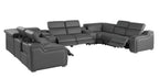 1116 Divanitalia 10-Piece U-Shaped Sectional Sofa in Top Grain Italian Leather with 4 Power Recliners & Power Headrests - Dark Grey - SKU 1116-DK_GREY-10PC-4PWR-U-SECTIONAL-GROUP - view 5