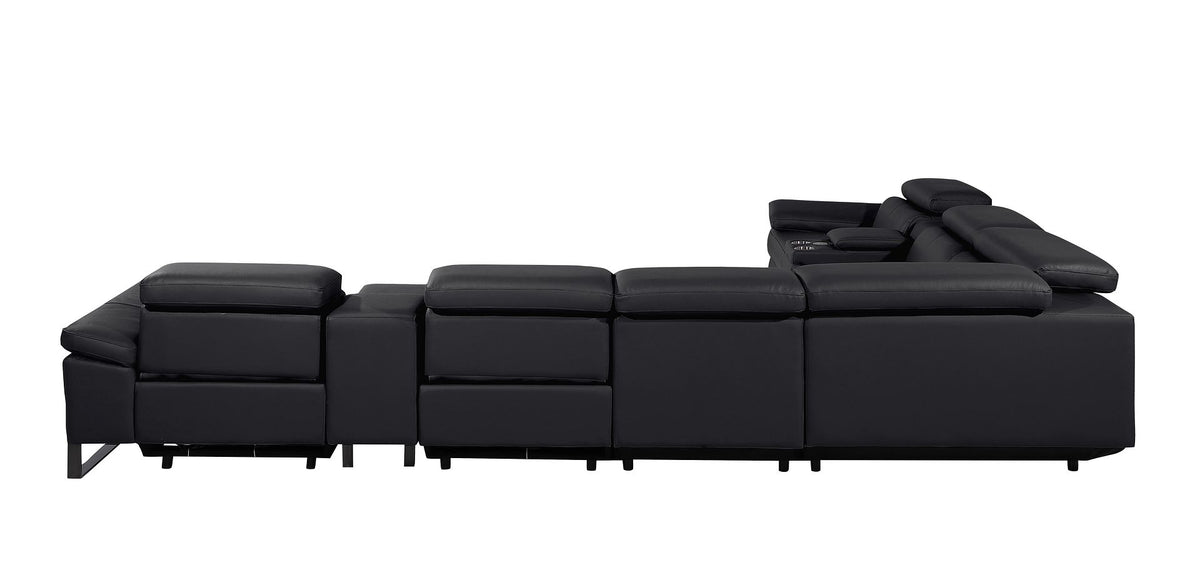 1246 Divanitalia 8-Piece L-Shaped Modular Power Reclining Sectional Sofa with 3 Power Recliners and Power Headrests - Top Grain Italian Leather - Black - SKU 1246-BLACK-8PC-3PWR-SECTIONAL - view 6