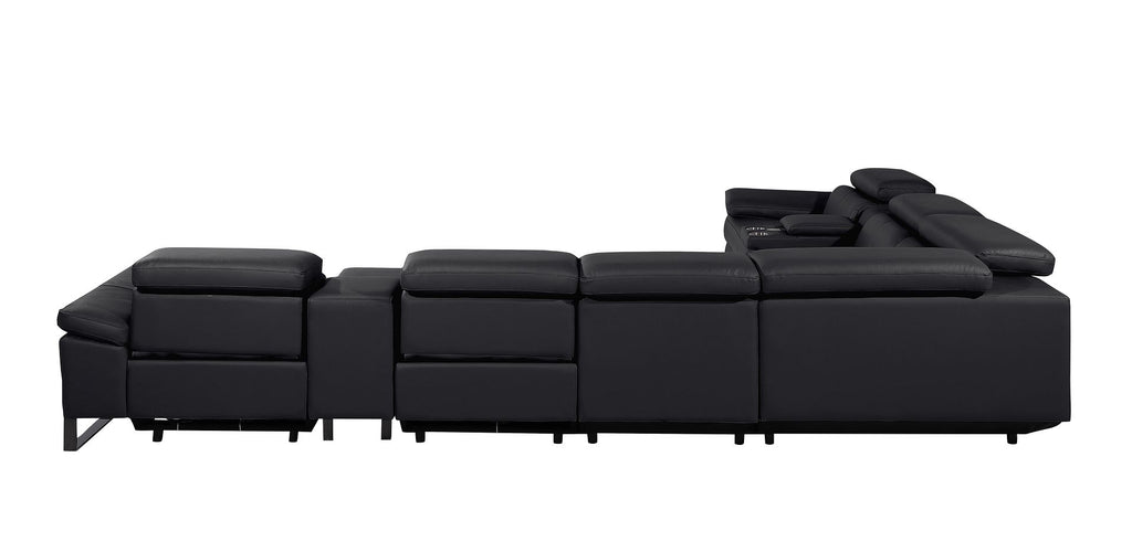 1246 Divanitalia 8-Piece L-Shaped Modular Power Reclining Sectional Sofa with 3 Power Recliners and Power Headrests - Top Grain Italian Leather
