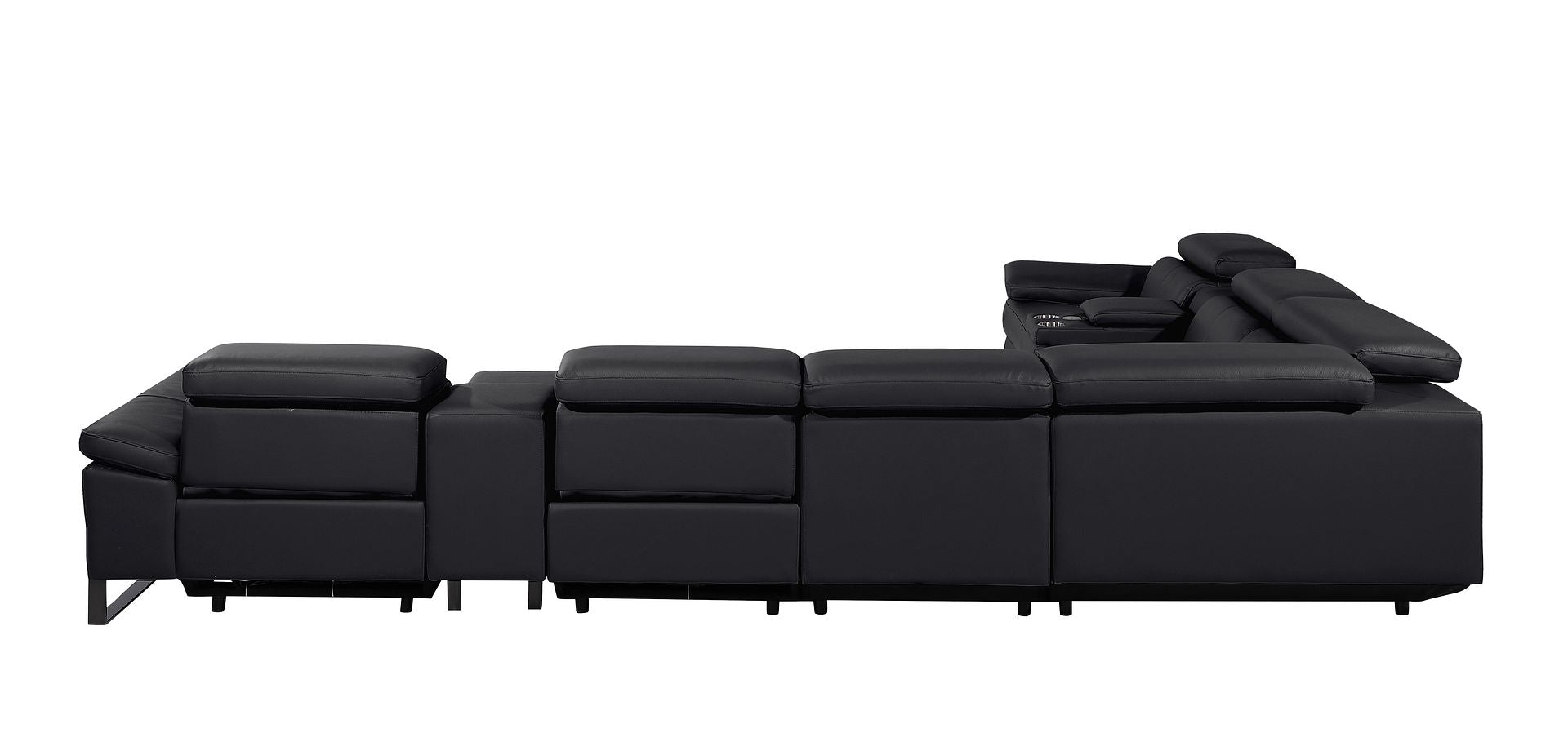 1246 Divanitalia 8-Piece L-Shaped Modular Power Reclining Sectional Sofa with 3 Power Recliners and Power Headrests - Top Grain Italian Leather