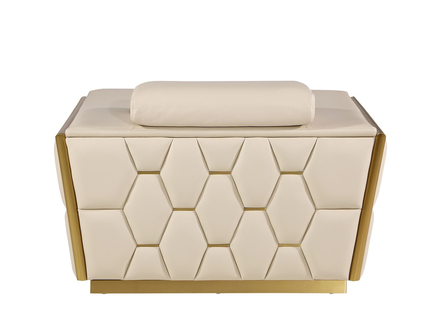 1111 Divanitalia Chair with Adjustable Headrest in Top-grain Italian Leather - Cream - SKU 1111-BEIGE-CH - view 4