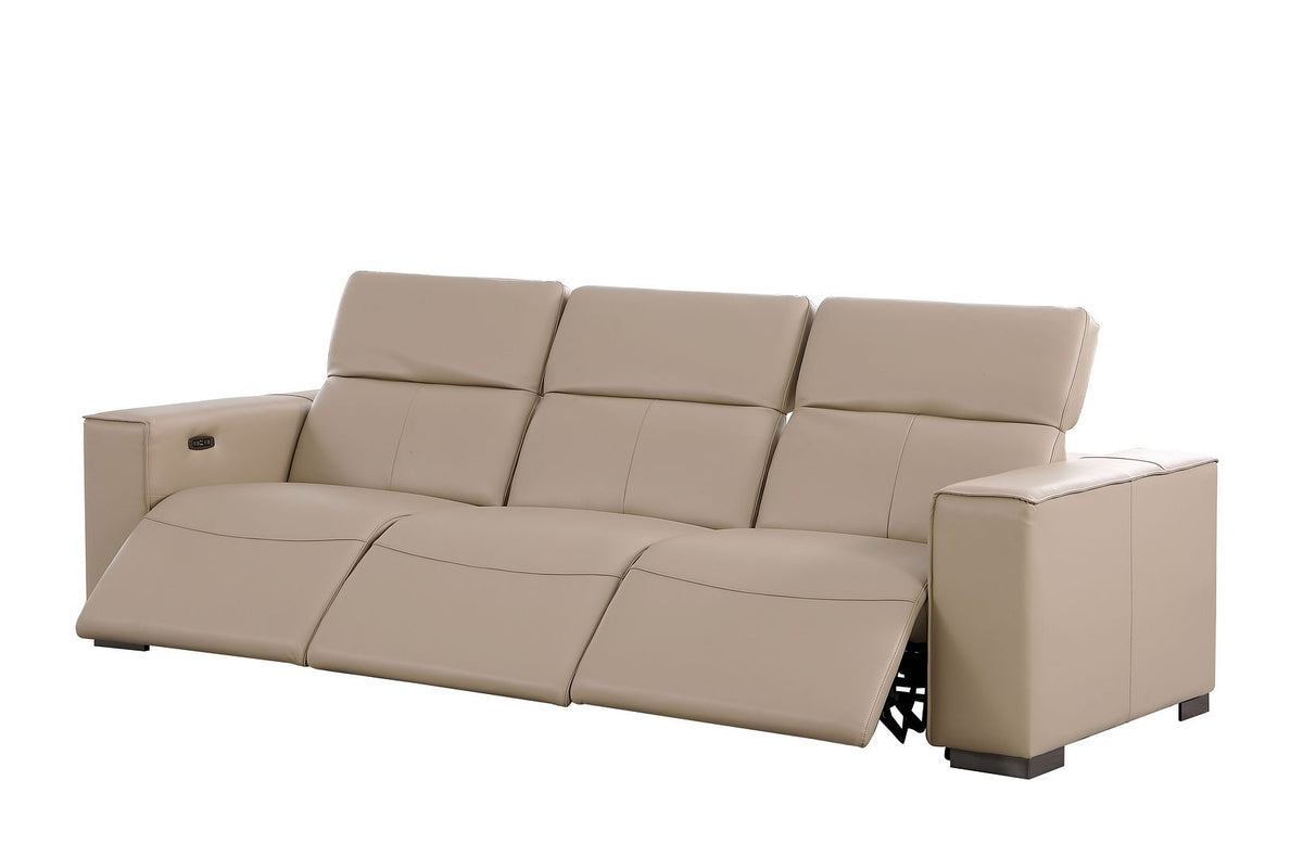 1208 Genuine Leather Triple Power Reclining Sofa - Beige - SKU 1208-BEIGE-3.3-HT - view 3