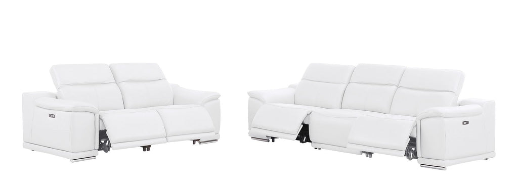 2679 Genuine Leather Reclining Set - Sofa and Loveseat with 4 Power Recliners - White - SKU 2679-WHITE-5.4-HT-2PC - view 3
